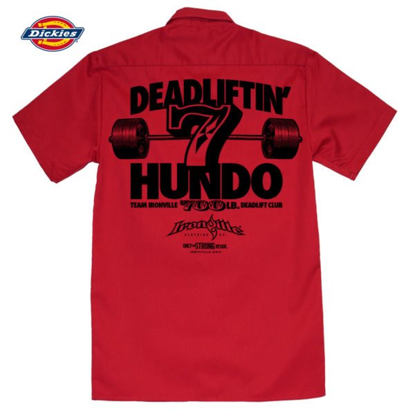 700 Deadlift Club Casual Button Down Shop Shirt Red