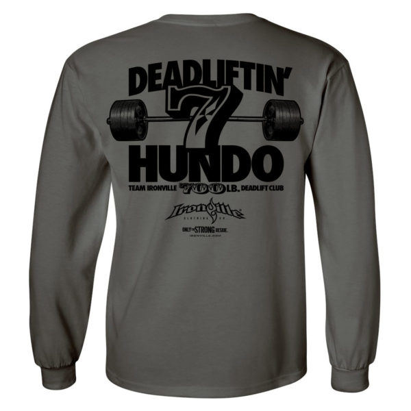 700 Deadlift Club Long Sleeve T Shirt Charcoal Gray