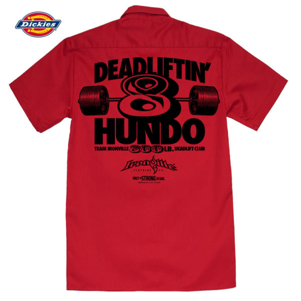 800 Deadlift Club Casual Button Down Shop Shirt Red