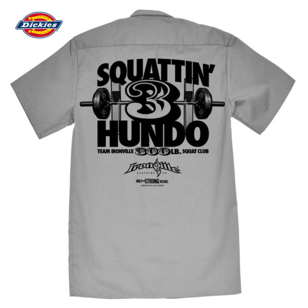 300 Squat Club Casual Button Down Shop Shirt Charcoal Gray