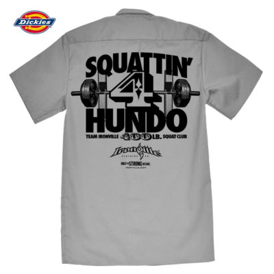 400 Squat Club Casual Button Down Shop Shirt Charcoal Gray