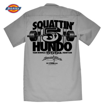 500 Squat Club Casual Button Down Shop Shirt Charcoal Gray