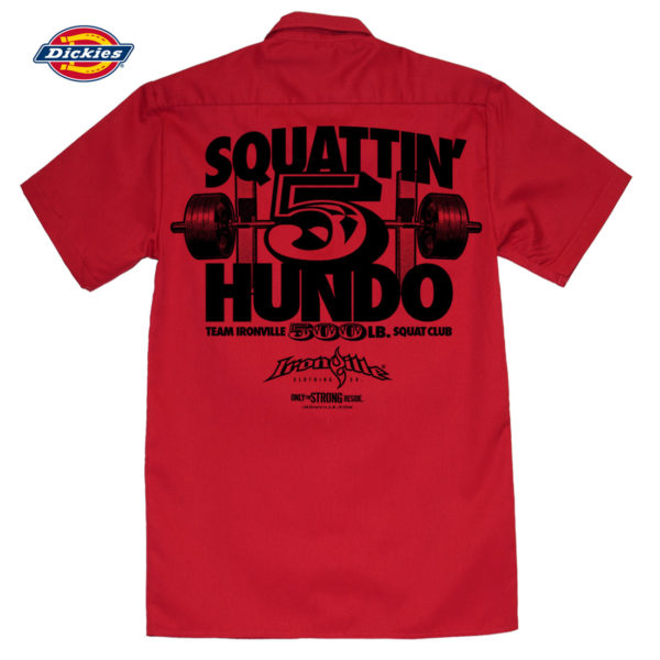 500 Squat Club Casual Button Down Shop Shirt Red