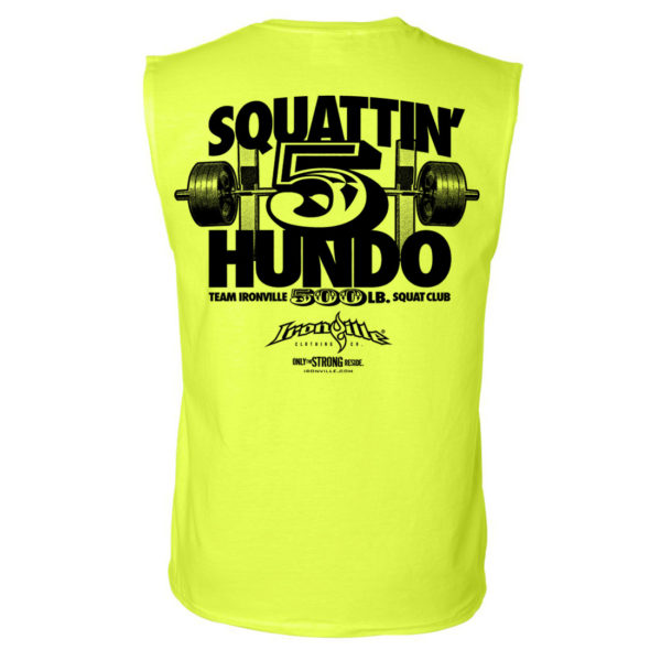 500 Squat Club Sleeveless T Shirt Neon Yellow