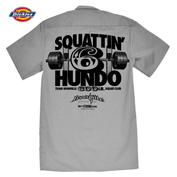 600 Squat Club Casual Button Down Shop Shirt Charcoal Gray