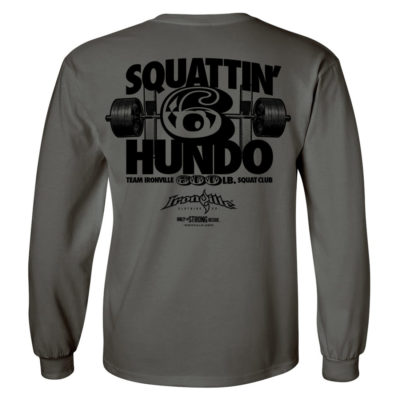 600 Squat Club Long Sleeve T Shirt Charcoal Gray