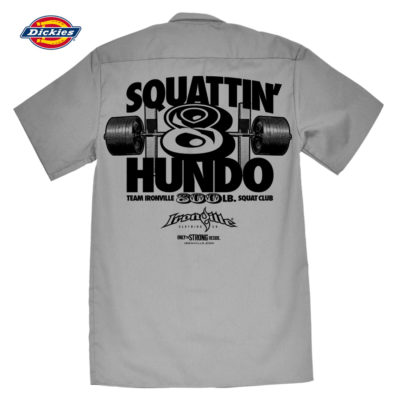 800 Squat Club Casual Button Down Shop Shirt Charcoal Gray