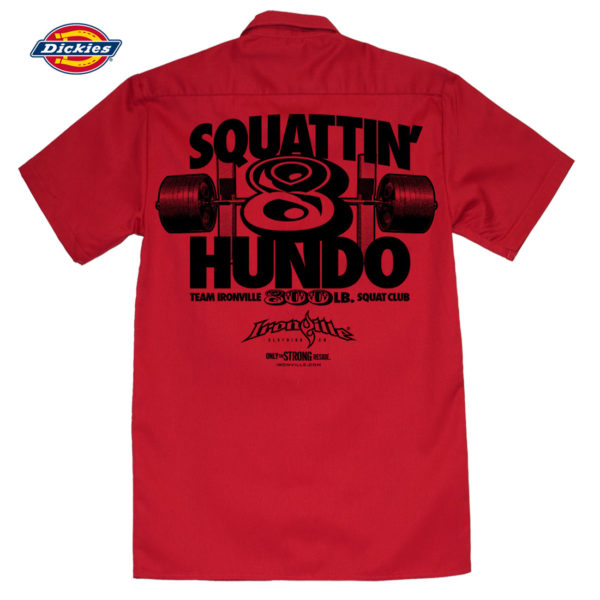 800 Squat Club Casual Button Down Shop Shirt Red