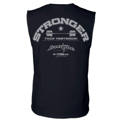 Stronger Than Yesterday Powerlifting Sleeveless Gym T Shirt Black