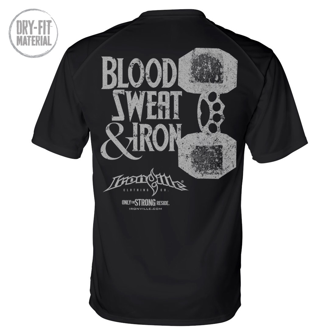 Blood Sweat & Iron | Brass knuckles Dumbbell Weightlifting Dri-Fit T ...