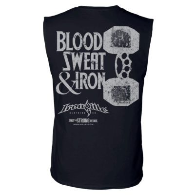 Blood Sweat And Iron Brass Knuckles Dumbbell Weightlifting Sleeveless T Shirt Black