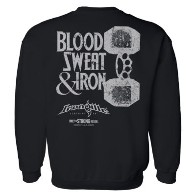 Blood Sweat And Iron Brass Knuckles Dumbbell Weightlifting Sweatshirt Black