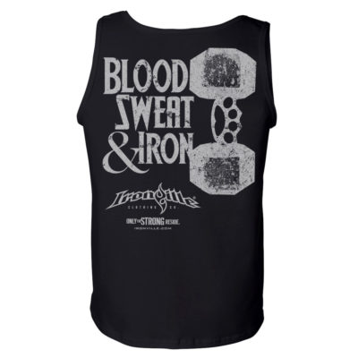 Blood Sweat And Iron Brass Knuckles Dumbbell Weightlifting Tank Top Black