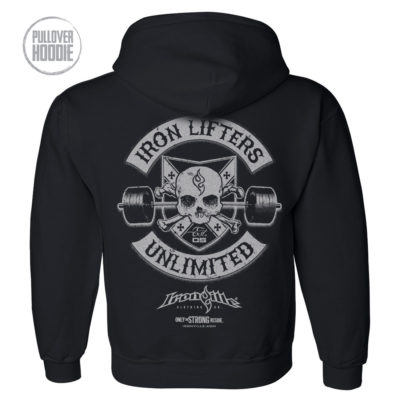 Iron Lifters Unlimited Skull Barbell Weightlifting Hoodie Black