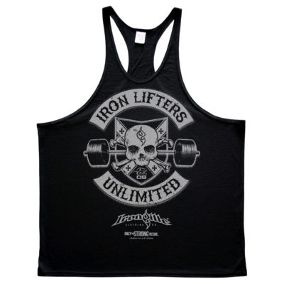 Iron Lifters Unlimited Skull Barbell Weightlifting Stringer Tank Top Black