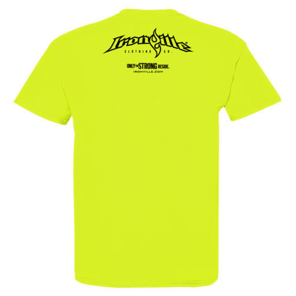 Ironville T Shirt Small Horizontal Logo Back Neon Yellow