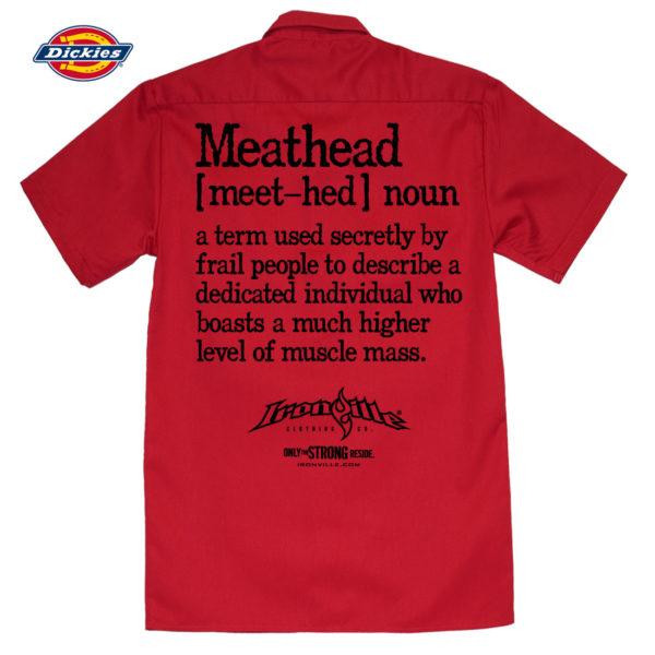 Meathead Definition Of Frail People Dedicated Higher Level Muscle Mass Casual Button Down Weightlifter Shop Shirt Red