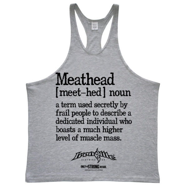 Meathead Definition Of Frail People Dedicated Higher Level Muscle Mass Weightlifting Stringer Tank Top Sport Gray