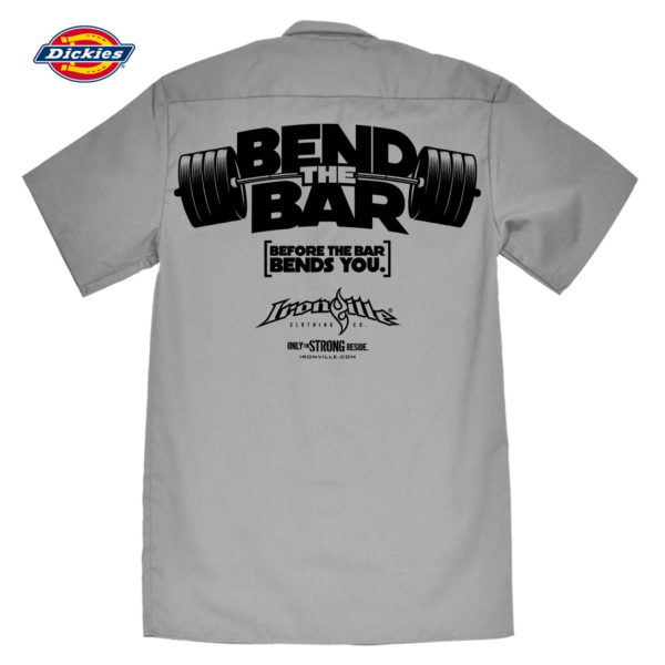 Bend The Bar Before The Bar Bends You Casual Button Down Weightlifter Shop Shirt Charcoal Gray