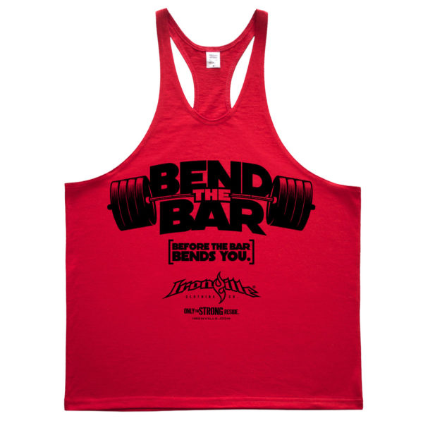 Bend The Bar Before The Bar Bends You Weightlifting Stringer Tank Top Red