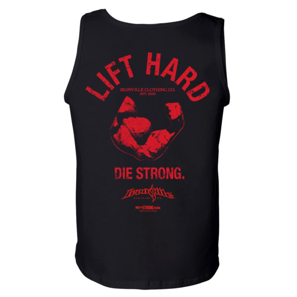 Lift Hard Die Strong Bodybuilding Gym Tank Top Black With Red Ink