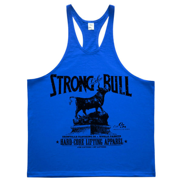 Strong Like Bull Powerlifting Stringer Tank Top Royal Blue