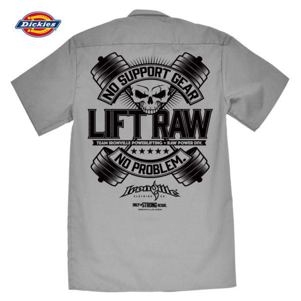 Lift Raw No Support Gear No Problem Casual Button Down Powerlifter Shop Shirt Charcoal Gray