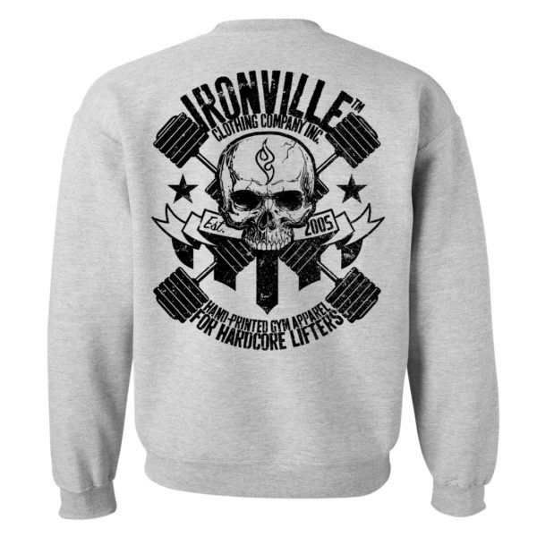 Dumbbell Skull Bodybuilding Sweatshirt Sport Gray