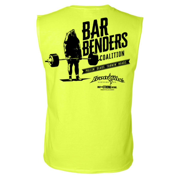 Bar Benders Coalition Pullin Deads Turnin Heads Powerlifting Sleeveless T Shirt Neon Yellow