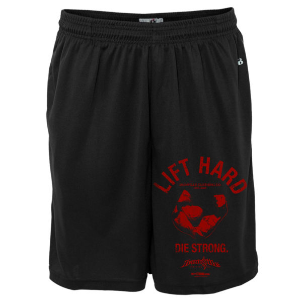 Lift Hard Die Strong Bodybuilding Gym Shorts Polyester Black