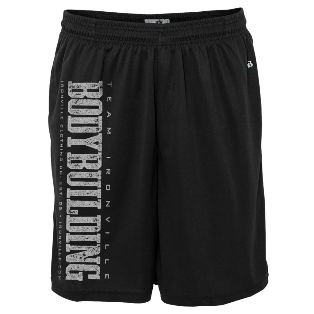 Team Ironville Bodybuilding Gym Shorts Polyester Vertical Black