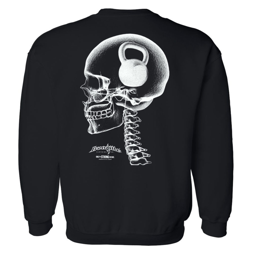Think Heavy Kettlebell Crossfit Skull Sweatshirt Black