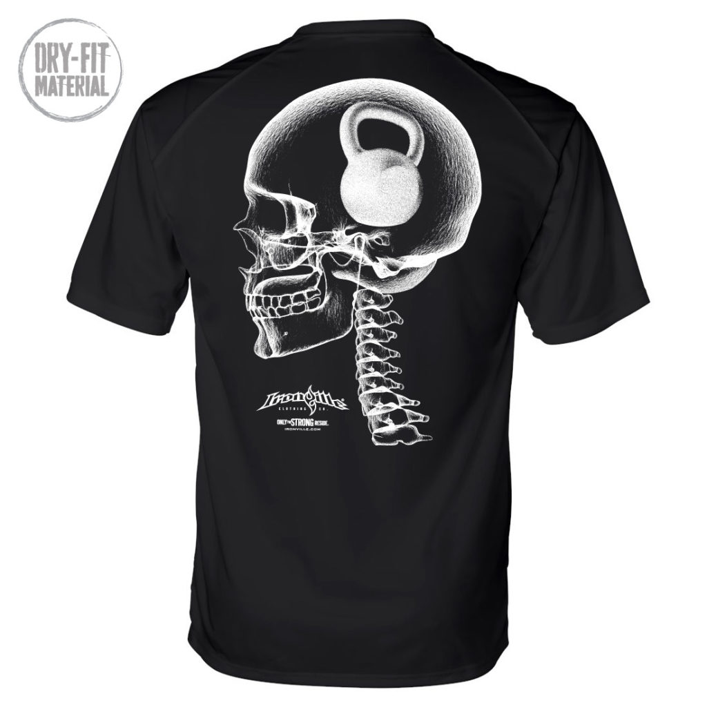 Think Heavy Kettlebell Crossfit Dri Fit Skull T Shirt Black