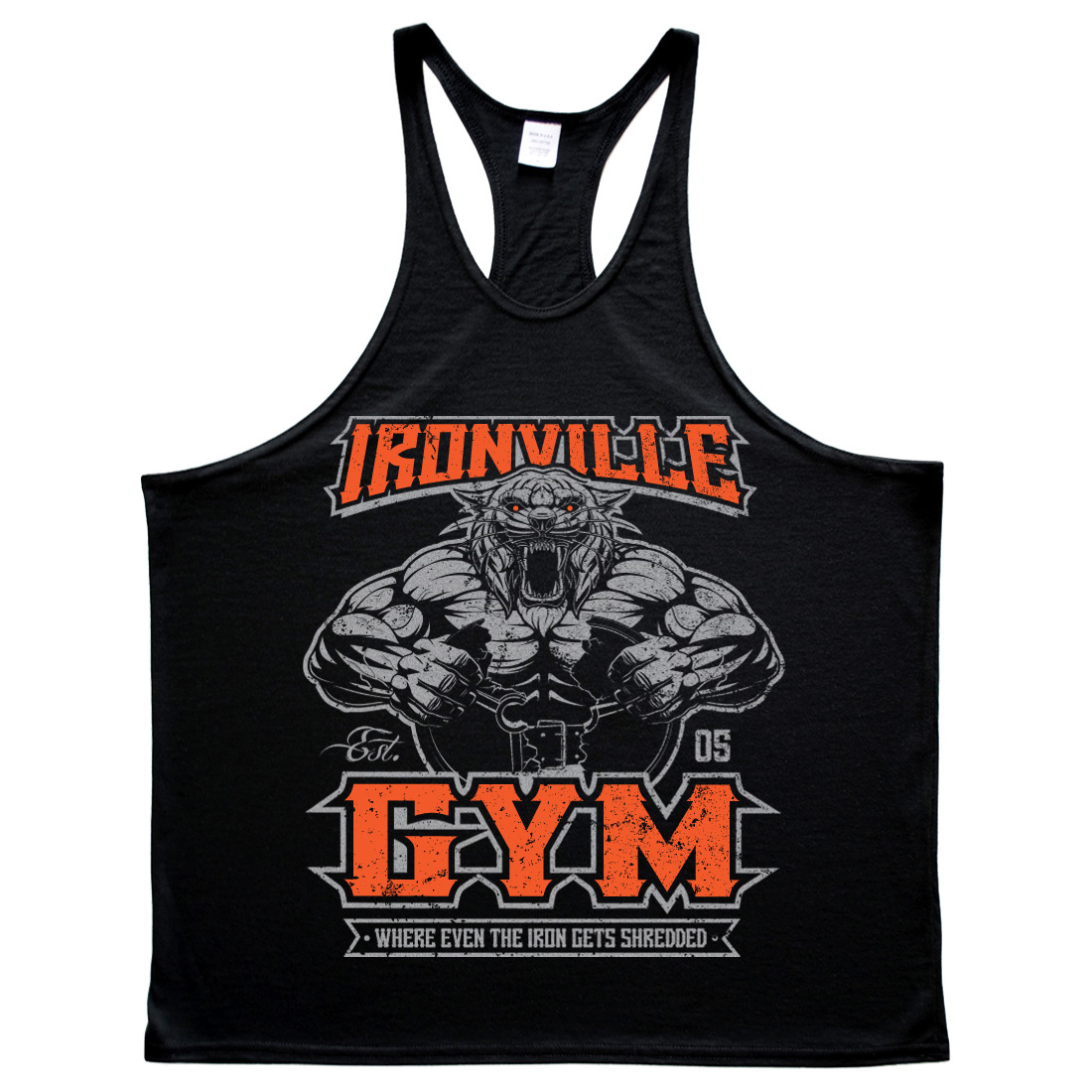 Ironville Gym Shredded Tiger Bodybuilding Stringer Tank Top