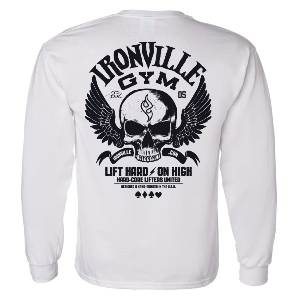 Ironville Gym Wings On High Skull Powerlifting Long Sleeve T-Shirt