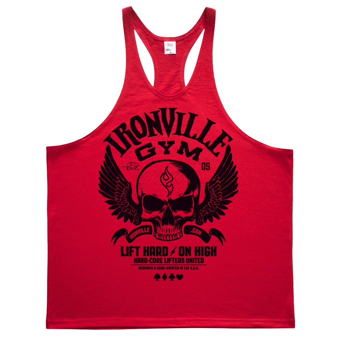 Ironville Gym Wings On High Skull Powerlifting Stringer Tank Top