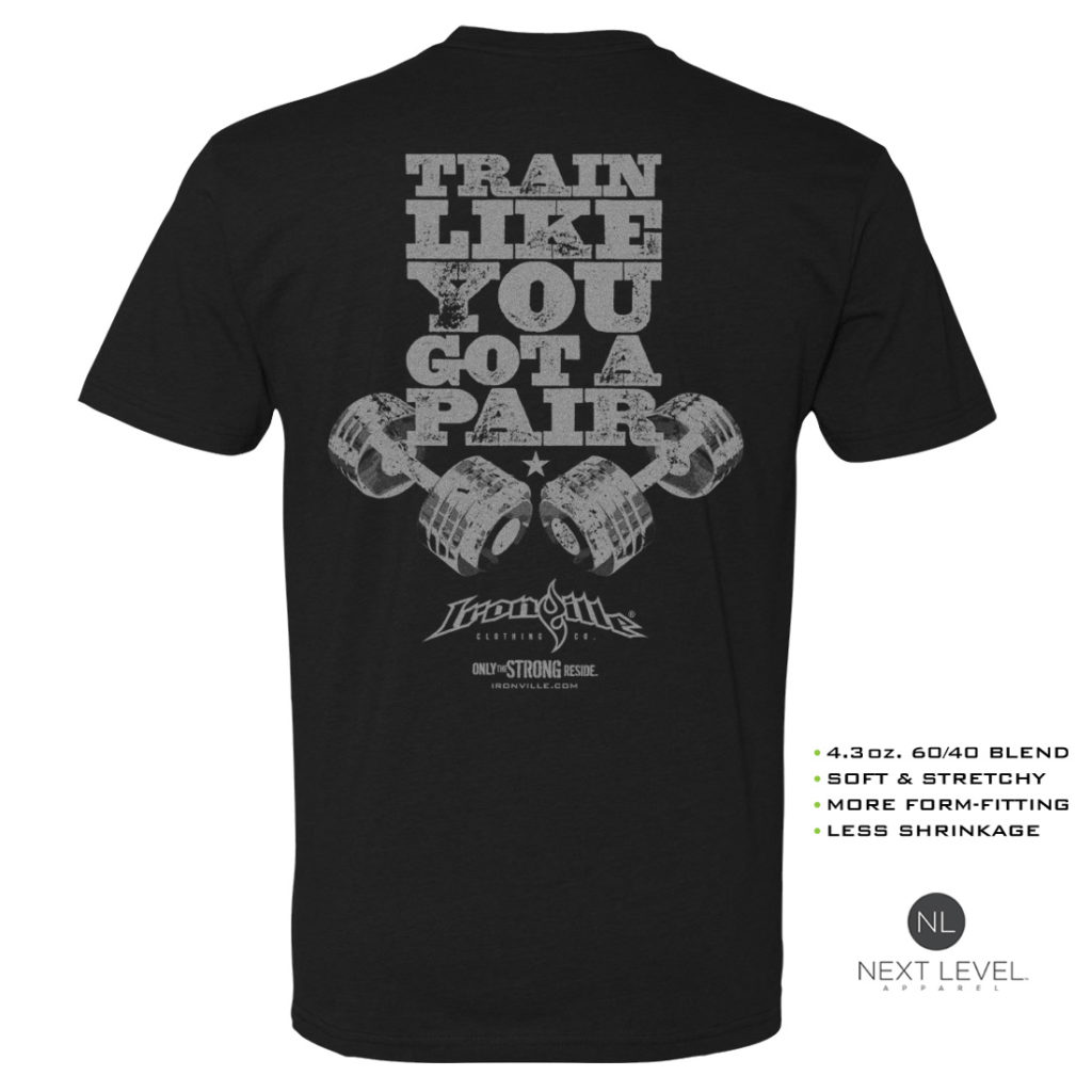 Train Like You Got A Pair Soft Blend Fitted Bodybuilding T Shirt Black With Silver Back Art