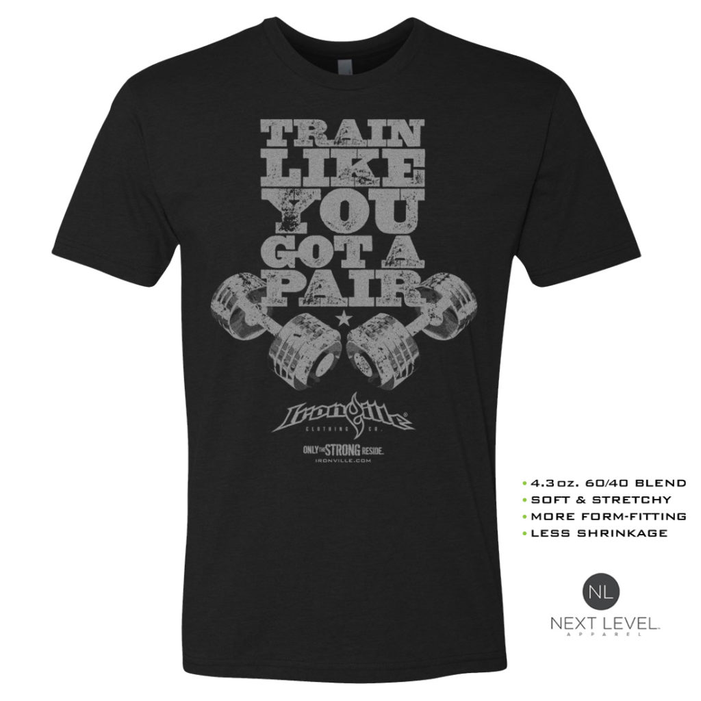 Train Like You Got A Pair Soft Blend Fitted Bodybuilding T Shirt Black With Silver Front Art