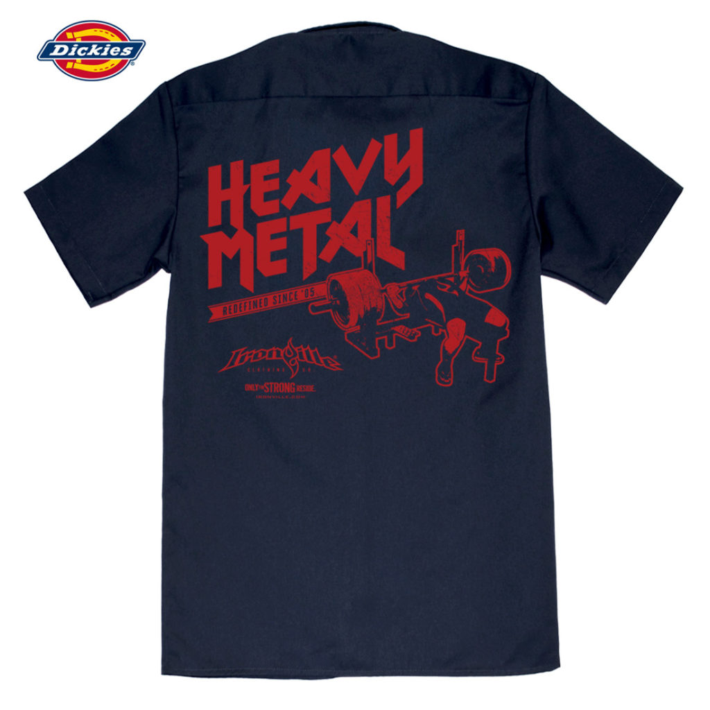 Heavy Metal Redefined Powerlifting Button Down Bench Press Shop Shirt Navy Blue