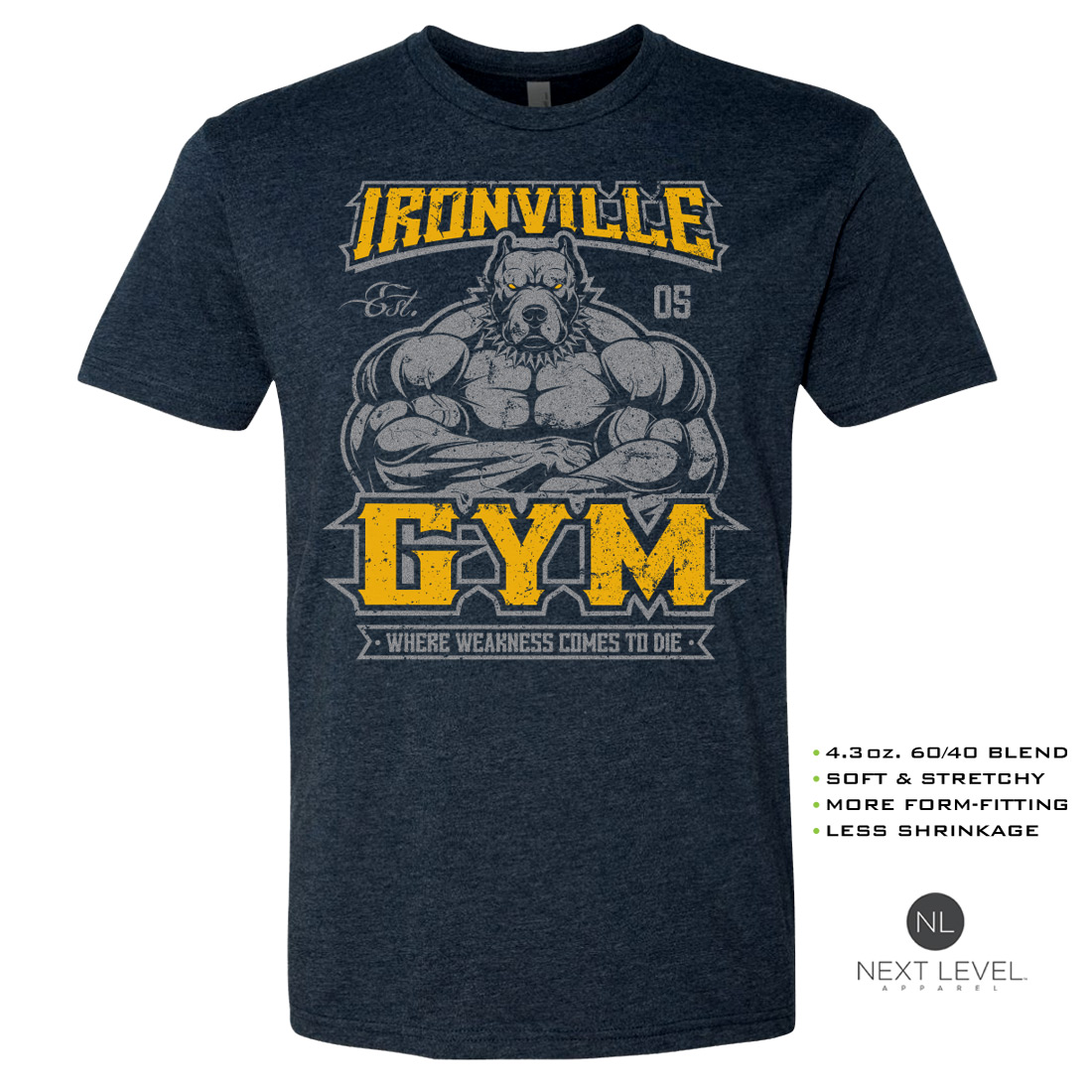 Twee graden Boekhouding component Ironville Gym Pitbull Bodybuilding Soft Blend Fitted T-Shirt | Ironville