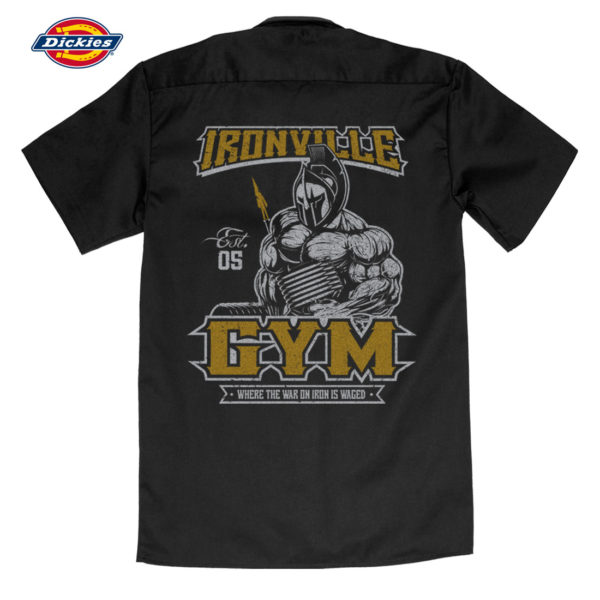 Ironville Gym Warrior Where The War On Iron Is Waged Bodybuilding Button Down Shop Shirt Black