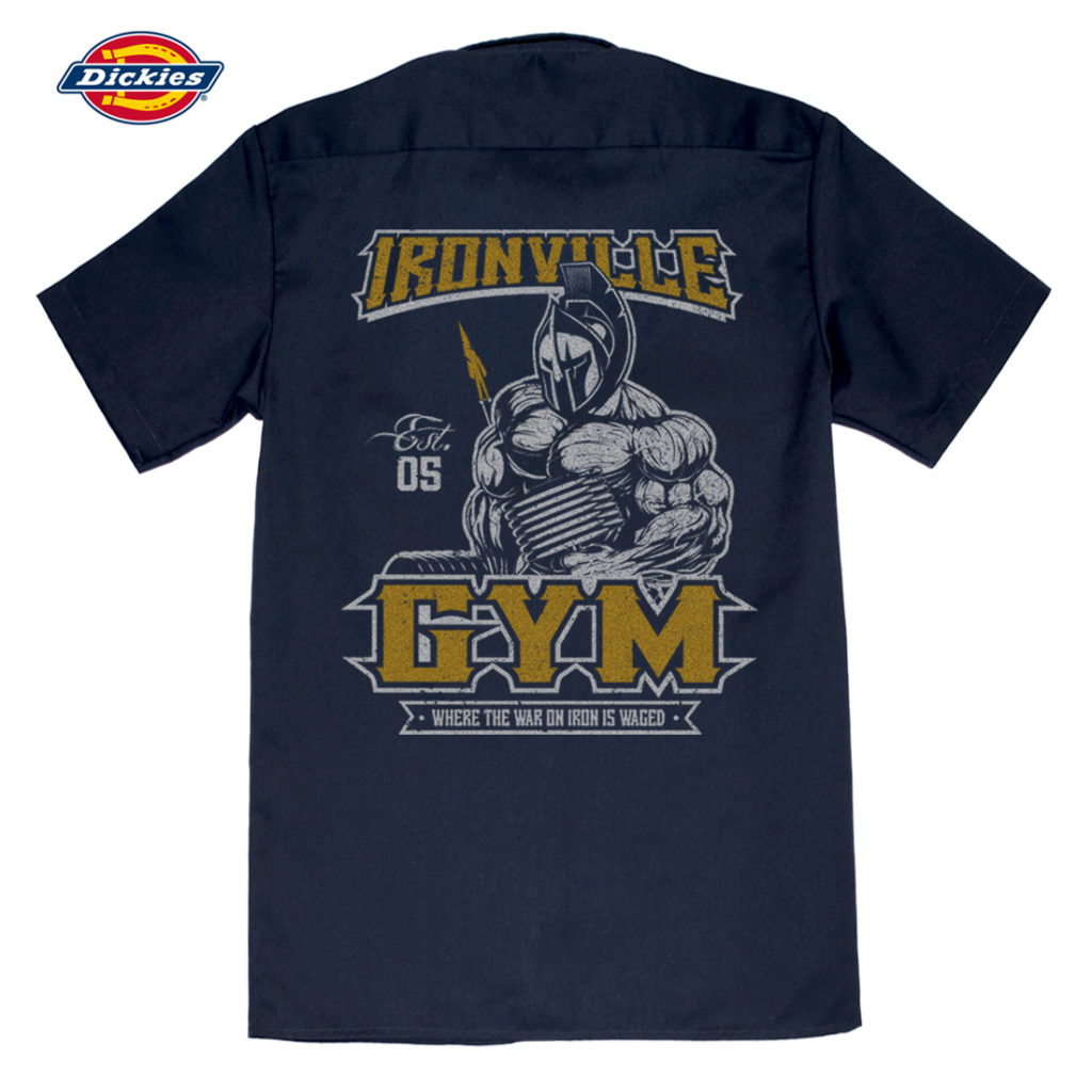 Ironville Gym Warrior Where The War On Iron Is Waged Bodybuilding Button Down Shop Shirt Navy Blue