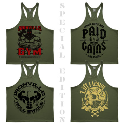 Ironville Limited Edition Military Green Stringer Tank Tops
