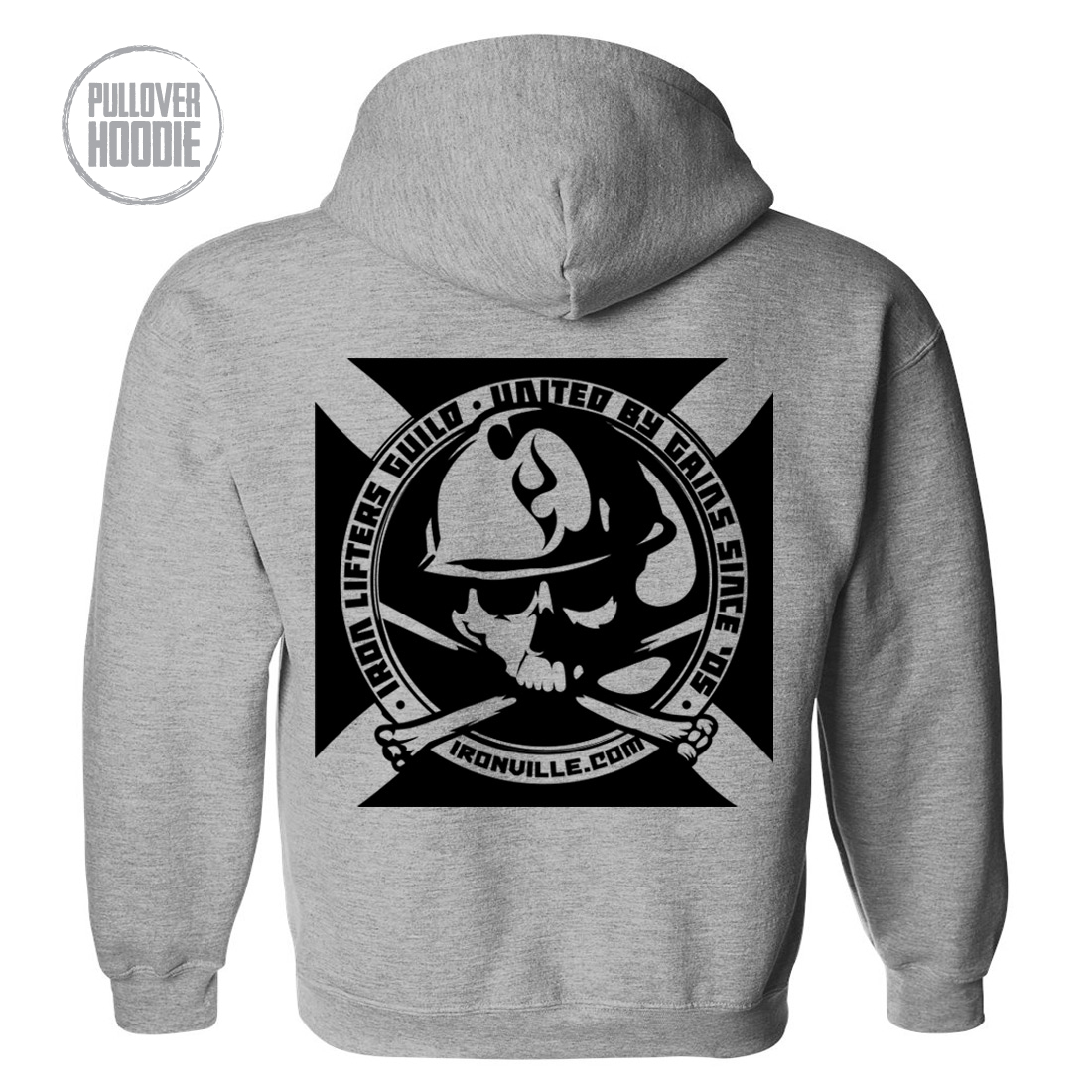 Iron Lifters Guild United In Gains Skull Weightlifting Hoodie | Ironville