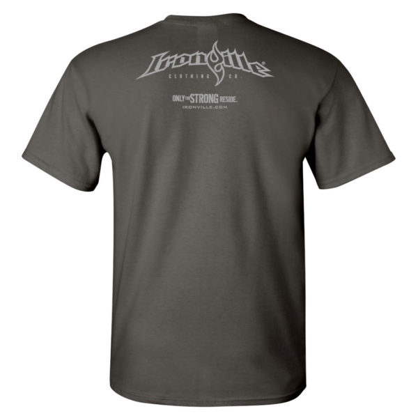 Ironville T Shirt Small Silver Horizontal Logo Back Charcoal Gray
