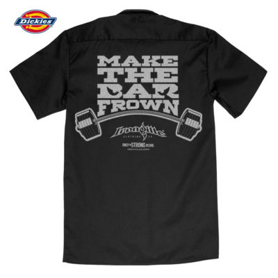 Make The Bar Frown Powerlifting Casual Button Down Shop Shirt Black With Sliver