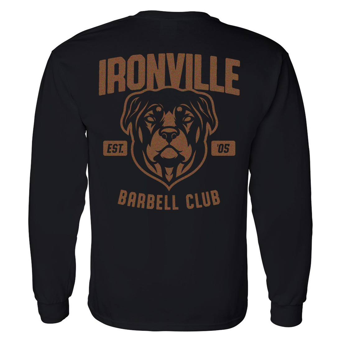 Ironville Rottweiler Barbell Club Weightlifting Long Sleeve T-Shirt