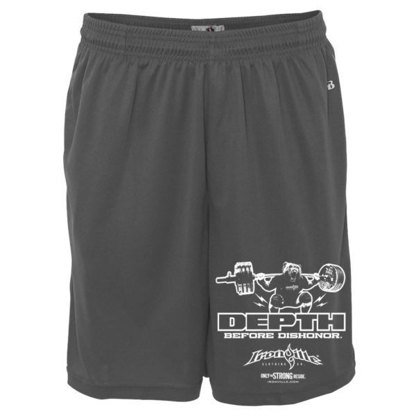Depth Before Dishonor Powerlifting Gym Shorts Polyester Charcoal Gray