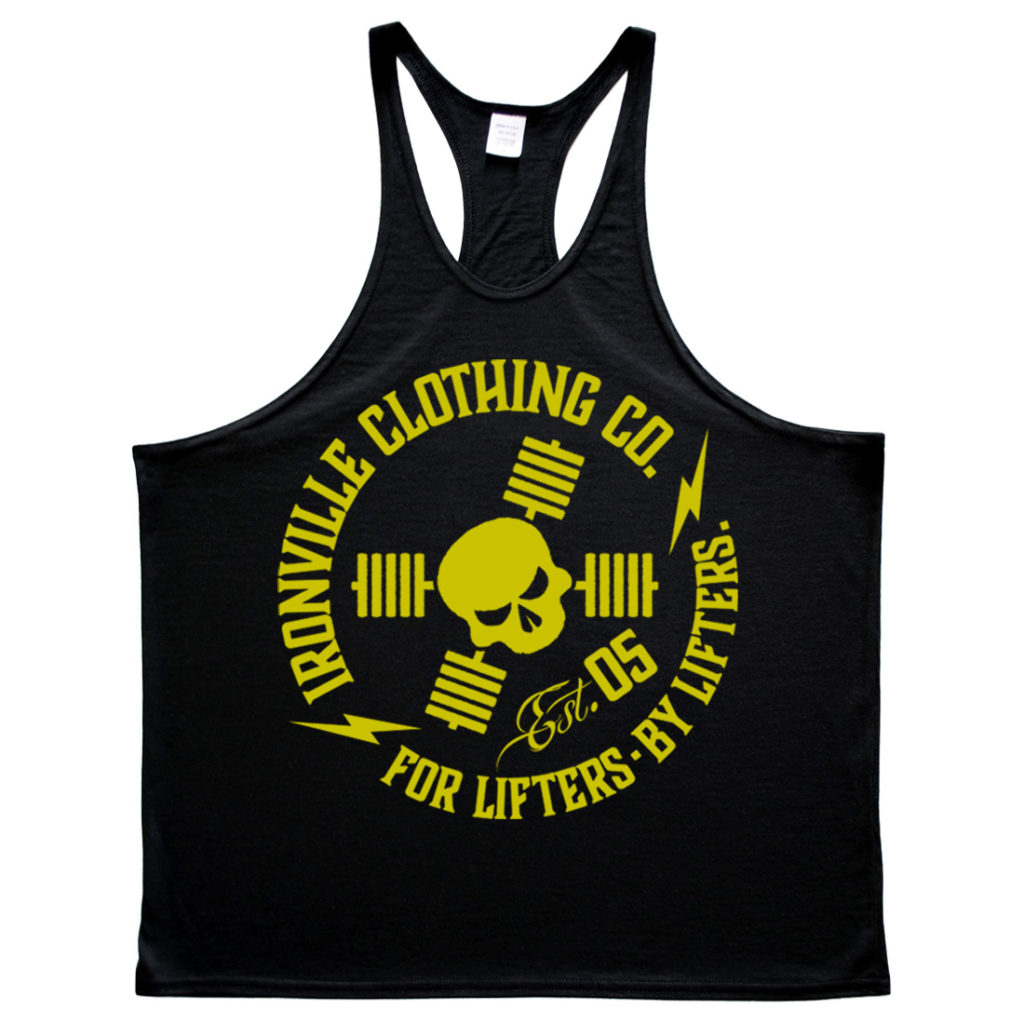 Ironville For Lifters Bodybuilding Stringer Tank Top Black Yellow