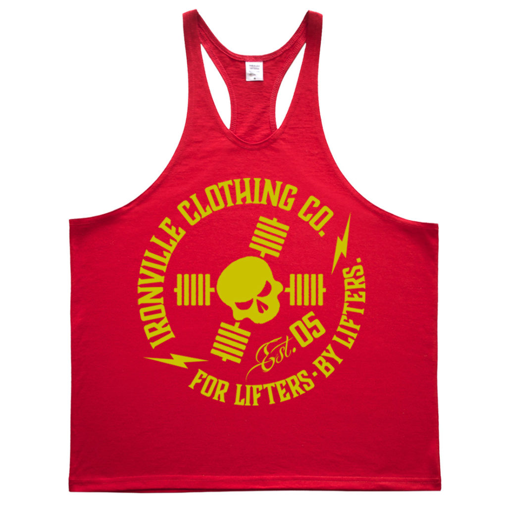 Ironville For Lifters Bodybuilding Stringer Tank Top Red Yellow